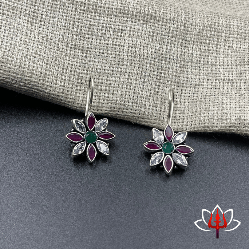 Antique Silver Earrings with Gemstones