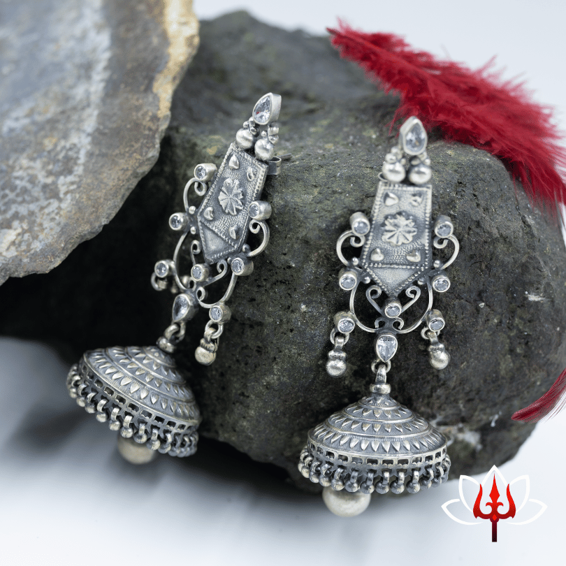 Heritage-Inspired Antique Silver Jhumka Earrings