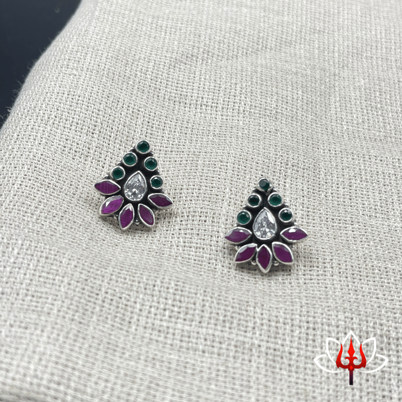 Antique Silver Earrings with Gemstones