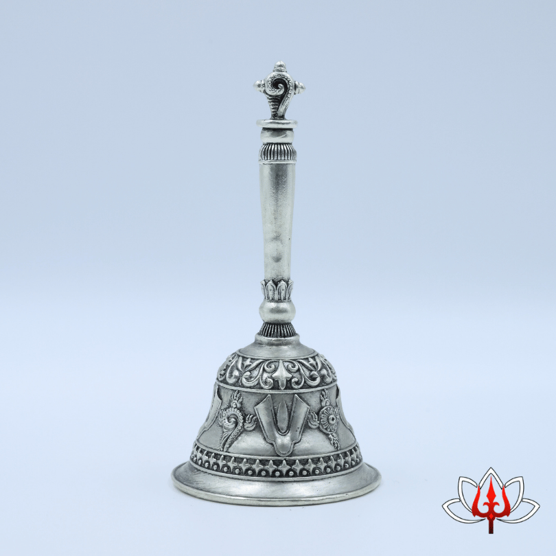 Antique Silver Pooja Bell – Divine Elegance 3D