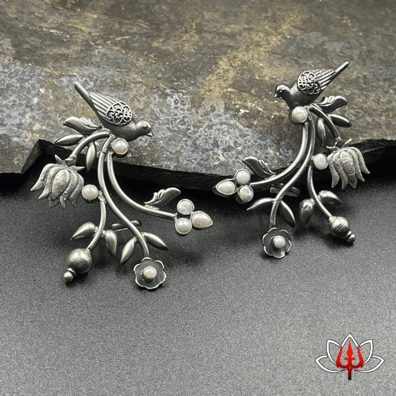 Nature-Inspired Silver Earrings