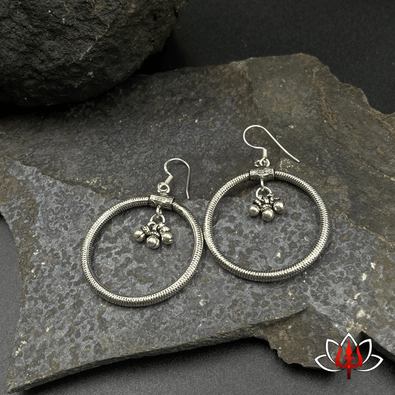 Elegant Hoop Dangler Silver Earrings