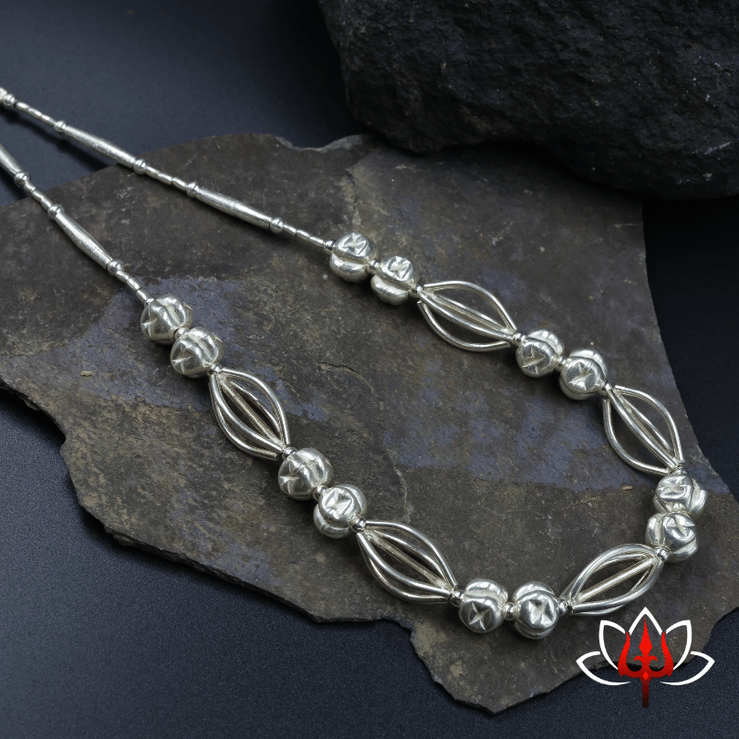 Elegant Beaded Silver Necklace – Trishul Silvers