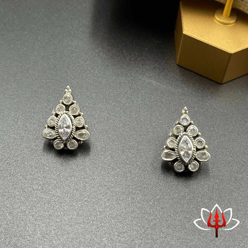 Elegant silver earrings with white stones