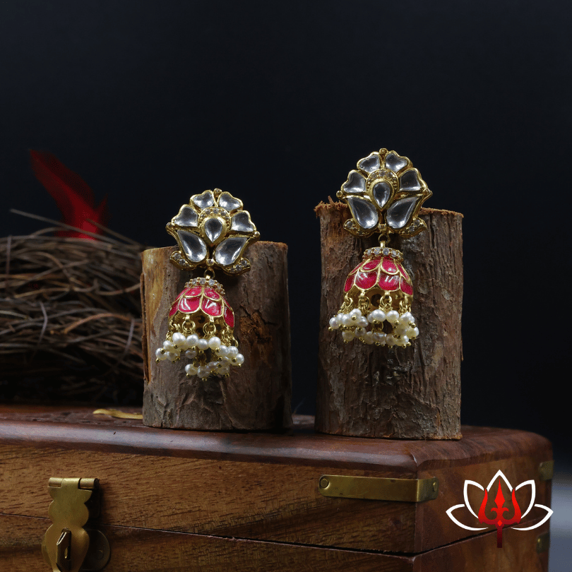Royal Kundan & Enamel Silver Jhumka