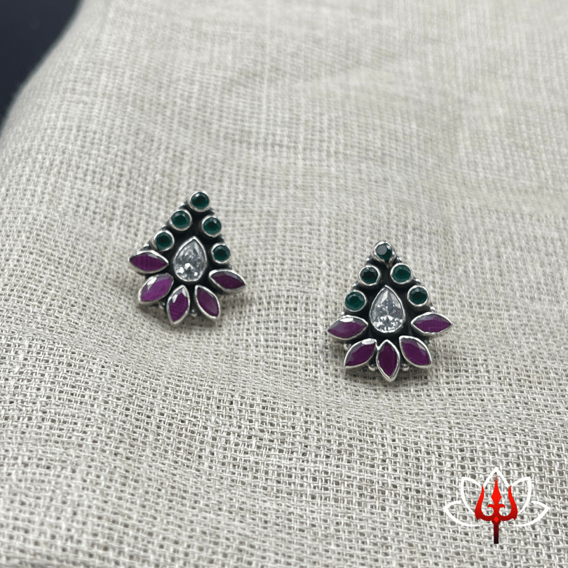 Antique Silver Earrings with Gemstones