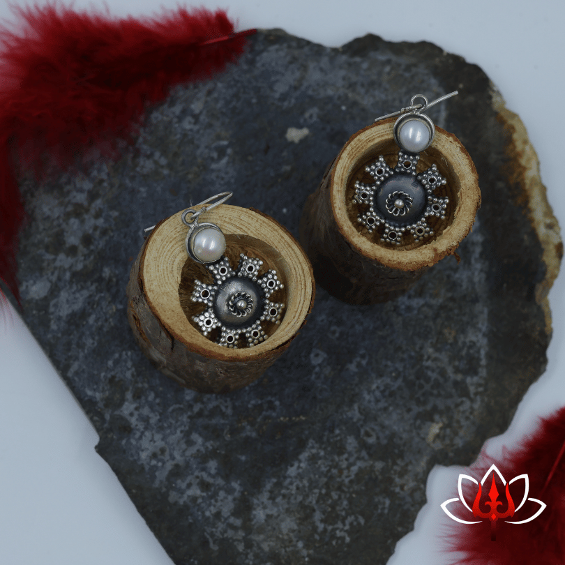 Antique Silver Pearl Drop Earrings