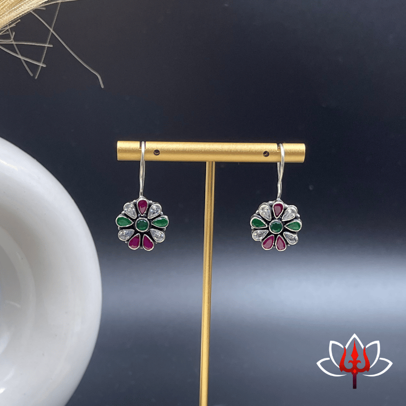 Antique Silver Earrings with Gemstones