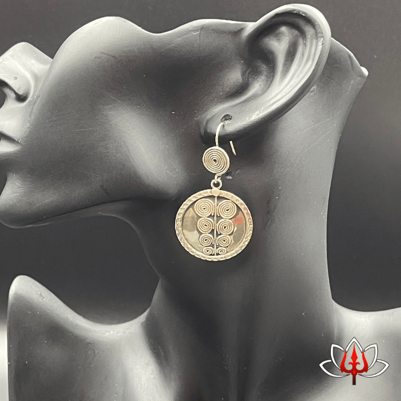 Spiral Ethnic Silver Earrings