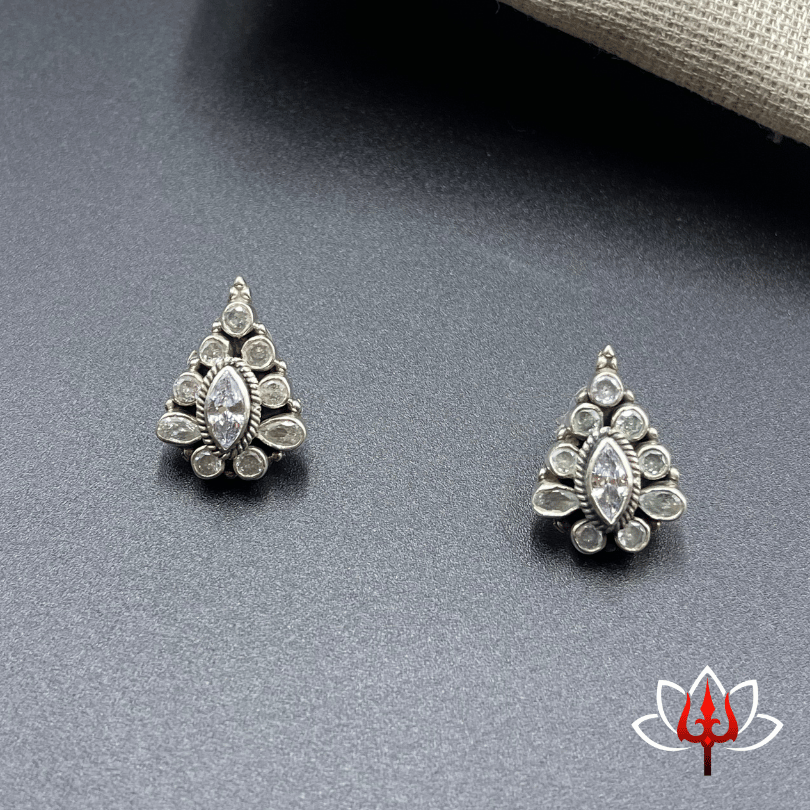 Elegant silver earrings with white stones