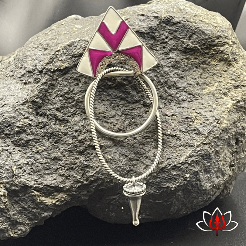 pink and white enamel statement earrings
